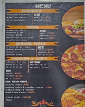 Menu de sanduíches, pizzas e chicken & chips